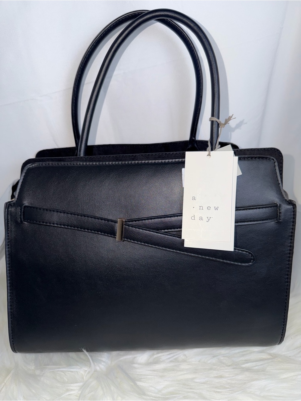 a new day Black Structured Satchel with Top Handles